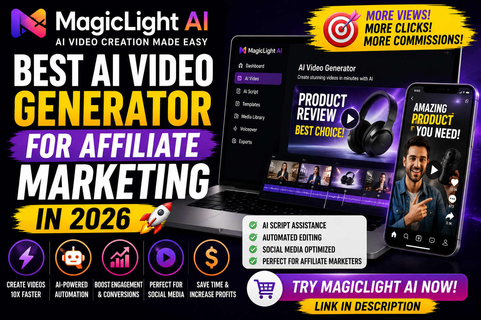 Best AI Video Generator For Affiliate Marketing In 2026 – Why MagicLight AI Stands Out